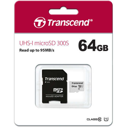 Transcend 64GB Micro SD UHSI Memory Card with Adapter Nur